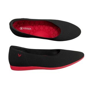 Vivaia Black Knit Slip-On Flats with Red Sole Size 41